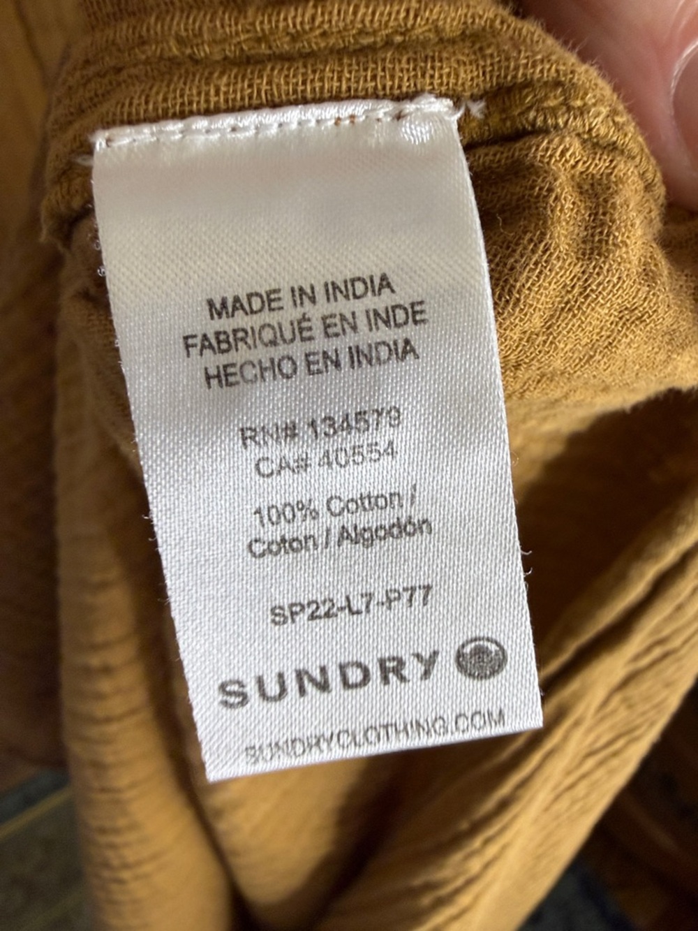 Sundry Mustard Lightweight Gauze Henley Dress - Picture 3 of 9